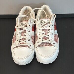 Dexter Bowling Shoes White Red Pattern Casual Sneakers 6.5m
